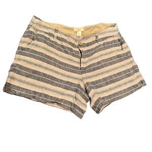 St Tropez 100% Linen Shorts Size 6 Stripe